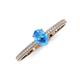 3 - Serina Classic Oval Cut Blue Topaz and Round Diamond 3 Row Shank Engagement Ring 