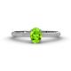 1 - Serina Classic Oval Cut Peridot and Round Diamond 3 Row Shank Engagement Ring 
