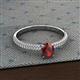 2 - Serina Classic Oval Cut Red Garnet and Round Diamond 3 Row Shank Engagement Ring 