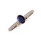3 - Serina Classic Oval Cut Blue Sapphire and Round Diamond 3 Row Shank Engagement Ring 