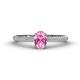 1 - Serina Classic Oval Cut Pink Sapphire and Round Diamond 3 Row Shank Engagement Ring 
