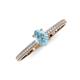 3 - Serina Classic Oval Cut Aquamarine and Round Diamond 3 Row Shank Engagement Ring 