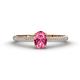 1 - Serina Classic Oval Cut Pink Tourmaline and Round Diamond 3 Row Shank Engagement Ring 