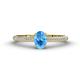 1 - Serina Classic Oval Cut Blue Topaz and Round Diamond 3 Row Shank Engagement Ring 