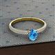 2 - Serina Classic Oval Cut Blue Topaz and Round Diamond 3 Row Shank Engagement Ring 
