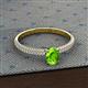 2 - Serina Classic Oval Cut Peridot and Round Diamond 3 Row Shank Engagement Ring 