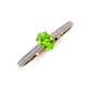 3 - Serina Classic Oval Cut Peridot and Round Diamond 3 Row Shank Engagement Ring 