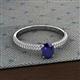 2 - Serina Classic Oval Cut Blue Sapphire and Round Diamond 3 Row Shank Engagement Ring 