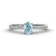 1 - Serina Classic Oval Cut Aquamarine and Round Diamond 3 Row Shank Engagement Ring 