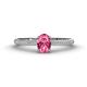 1 - Serina Classic Oval Cut Pink Tourmaline and Round Diamond 3 Row Shank Engagement Ring 