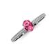 3 - Serina Classic Oval Cut Pink Tourmaline and Round Diamond 3 Row Shank Engagement Ring 
