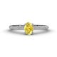 1 - Serina Classic Oval Cut Yellow Sapphire and Round Diamond 3 Row Shank Engagement Ring 