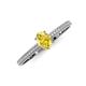 3 - Serina Classic Oval Cut Yellow Sapphire and Round Diamond 3 Row Shank Engagement Ring 