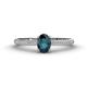 1 - Serina Classic Oval Cut London Blue Topaz and Round Diamond 3 Row Shank Engagement Ring 