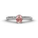 1 - Serina Classic Oval Cut Morganite and Round Diamond 3 Row Shank Engagement Ring 
