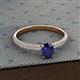 2 - Serina Classic Oval Cut Blue Sapphire and Round Diamond 3 Row Shank Engagement Ring 