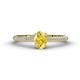 1 - Serina Classic Oval Cut Yellow Sapphire and Round Diamond 3 Row Shank Engagement Ring 