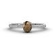 1 - Serina Classic Oval Cut Smoky Quartz and Round Diamond 3 Row Shank Engagement Ring 