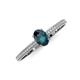 3 - Serina Classic Oval Cut London Blue Topaz and Round Diamond 3 Row Shank Engagement Ring 