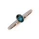 3 - Serina Classic Oval Cut London Blue Topaz and Round Diamond 3 Row Shank Engagement Ring 