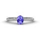 1 - Serina Classic Oval Cut Tanzanite and Round Diamond 3 Row Shank Engagement Ring 