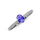 3 - Serina Classic Oval Cut Tanzanite and Round Diamond 3 Row Shank Engagement Ring 