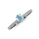 3 - Serina Classic Oval Cut Aquamarine and Round Diamond 3 Row Shank Engagement Ring 