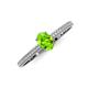 3 - Serina Classic Oval Cut Peridot and Round Diamond 3 Row Shank Engagement Ring 