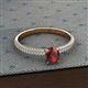 2 - Serina Classic Oval Cut Red Garnet and Round Diamond 3 Row Shank Engagement Ring 