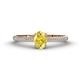 1 - Serina Classic Oval Cut Yellow Sapphire and Round Diamond 3 Row Shank Engagement Ring 