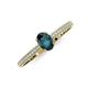 3 - Serina Classic Oval Cut London Blue Topaz and Round Diamond 3 Row Shank Engagement Ring 