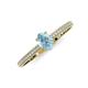 3 - Serina Classic Oval Cut Aquamarine and Round Diamond 3 Row Shank Engagement Ring 