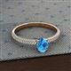 2 - Serina Classic Oval Cut Blue Topaz and Round Diamond 3 Row Shank Engagement Ring 