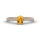 1 - Serina Classic Oval Cut Citrine and Round Diamond 3 Row Shank Engagement Ring 