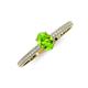 3 - Serina Classic Oval Cut Peridot and Round Diamond 3 Row Shank Engagement Ring 