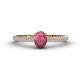 1 - Serina Classic Oval Cut Rhodolite Garnet and Round Diamond 3 Row Shank Engagement Ring 