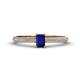 1 - Serina Classic Emerald Cut Blue Sapphire and Round Diamond 3 Row Shank Engagement Ring 