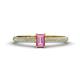 1 - Serina Classic Emerald Cut Pink Sapphire and Round Diamond 3 Row Shank Engagement Ring 