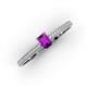 3 - Serina Classic Emerald Cut Amethyst and Round Diamond 3 Row Shank Engagement Ring 