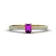 1 - Serina Classic Emerald Cut Amethyst and Round Diamond 3 Row Shank Engagement Ring 