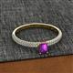2 - Serina Classic Emerald Cut Amethyst and Round Diamond 3 Row Shank Engagement Ring 