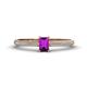 1 - Serina Classic Emerald Cut Amethyst and Round Diamond 3 Row Shank Engagement Ring 