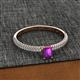2 - Serina Classic Emerald Cut Amethyst and Round Diamond 3 Row Shank Engagement Ring 