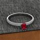 2 - Serina Classic Emerald Cut Ruby and Round Diamond 3 Row Shank Engagement Ring 