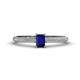 1 - Serina Classic Emerald Cut Blue Sapphire and Round Diamond 3 Row Shank Engagement Ring 