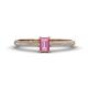 1 - Serina Classic Emerald Cut Pink Sapphire and Round Diamond 3 Row Shank Engagement Ring 