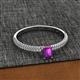 2 - Serina Classic Emerald Cut Amethyst and Round Diamond 3 Row Shank Engagement Ring 