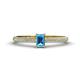 1 - Serina Classic Emerald Cut Blue Topaz and Round Diamond 3 Row Shank Engagement Ring 