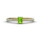 1 - Serina Classic Emerald Cut Peridot and Round Diamond 3 Row Shank Engagement Ring 