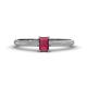 1 - Serina Classic Emerald Cut Rhodolite Garnet and Round Diamond 3 Row Shank Engagement Ring 